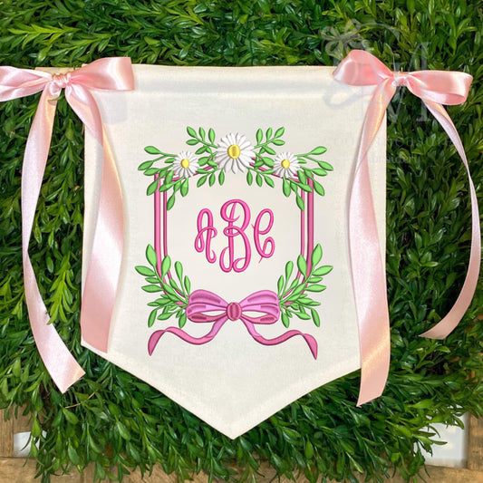 Embroidered Baby Banner, Birth Announcement, Hospital Door Sign, Baby Gift image 1