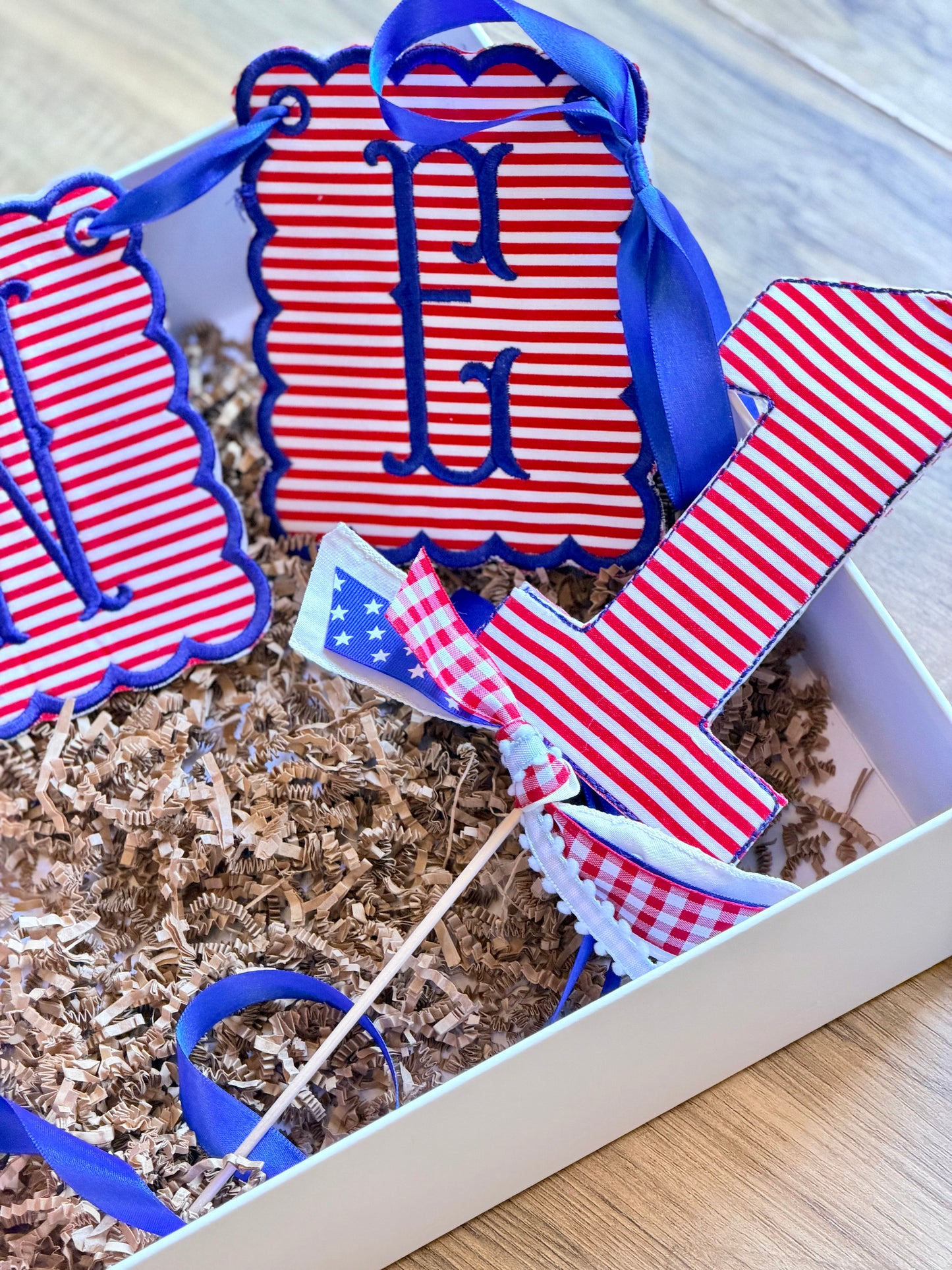ONE birthday banner and bundle - Red, White and Blue