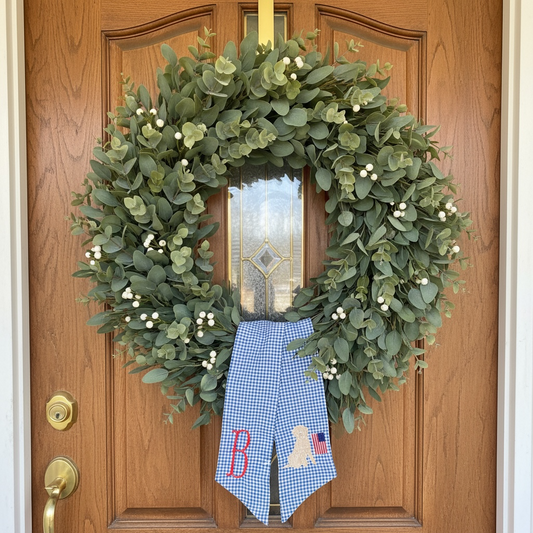 Custom 4th of July Wreath Sash | Patriotic Embroidered Door Sash | Personalized Independence Day Decor | Front Door Wreath Banner