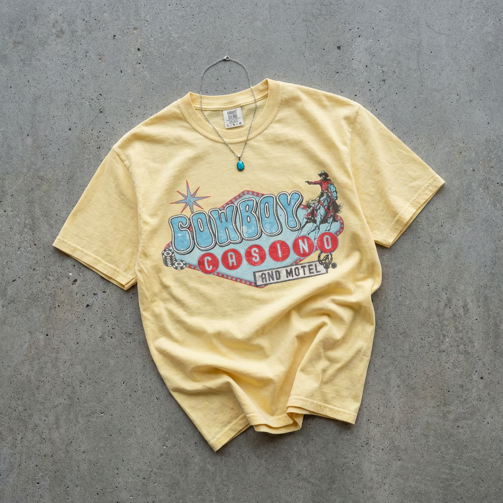 Vintage Cowboy T-shirt, Retro cowboy casino tshirt, western tee, festival tee