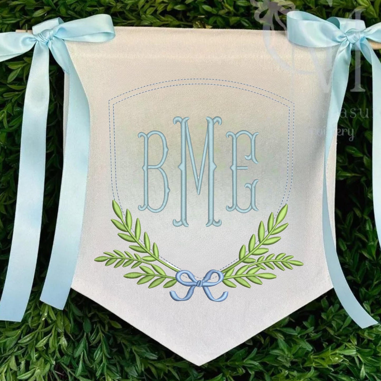 Embroidered Baby Banner, Birth Announcement, Hospital Door Sign, Baby Gift image 0