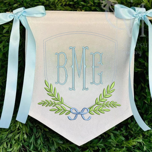 Embroidered Baby Banner, Birth Announcement, Hospital Door Sign, Baby Gift image 0