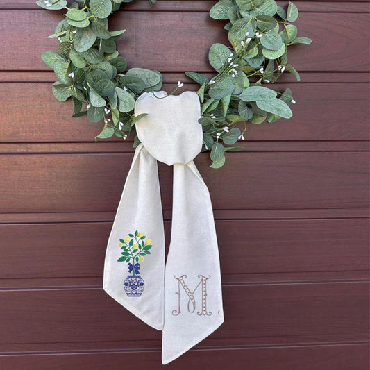 Floral Wreath Sash, Bridal & Housewarming Gift, Monogrammed image 1