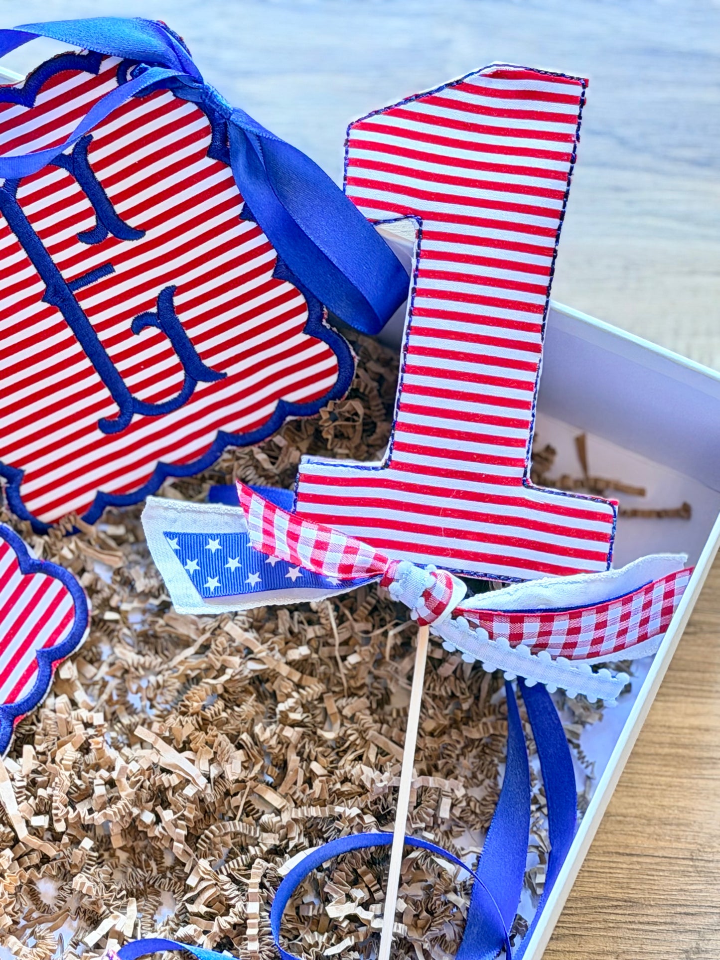 ONE birthday banner and bundle - Red, White and Blue