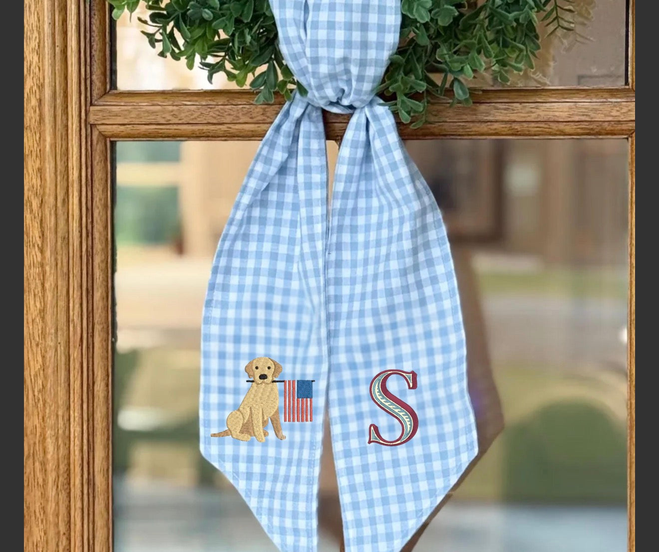 Custom 4th of July Wreath Sash | Patriotic Embroidered Door Sash | Personalized Independence Day Decor | Front Door Wreath Banner