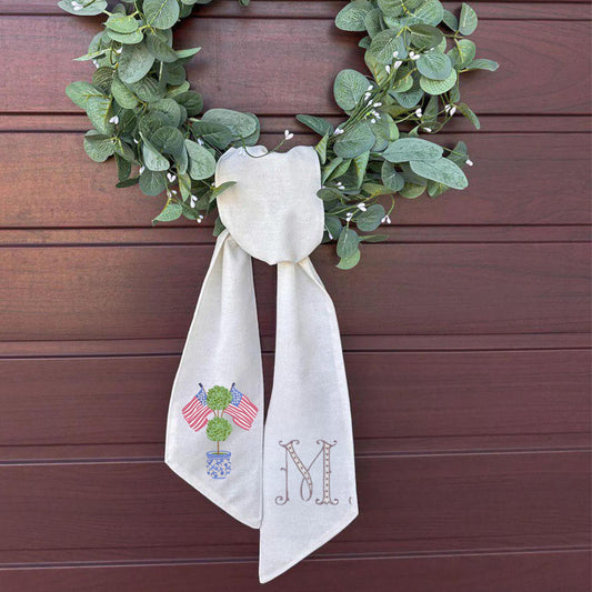 Monogrammed Holiday Wreath Sash, Bridal Shower & Housewarming Gift image 1