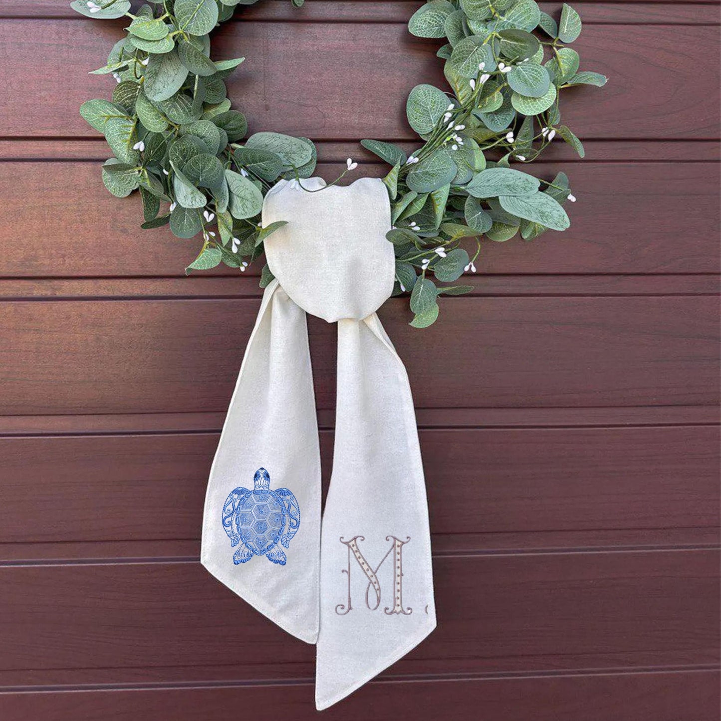 Turtle Wreath Sash, Bridal & Housewarming Gift, Monogrammed image 0
