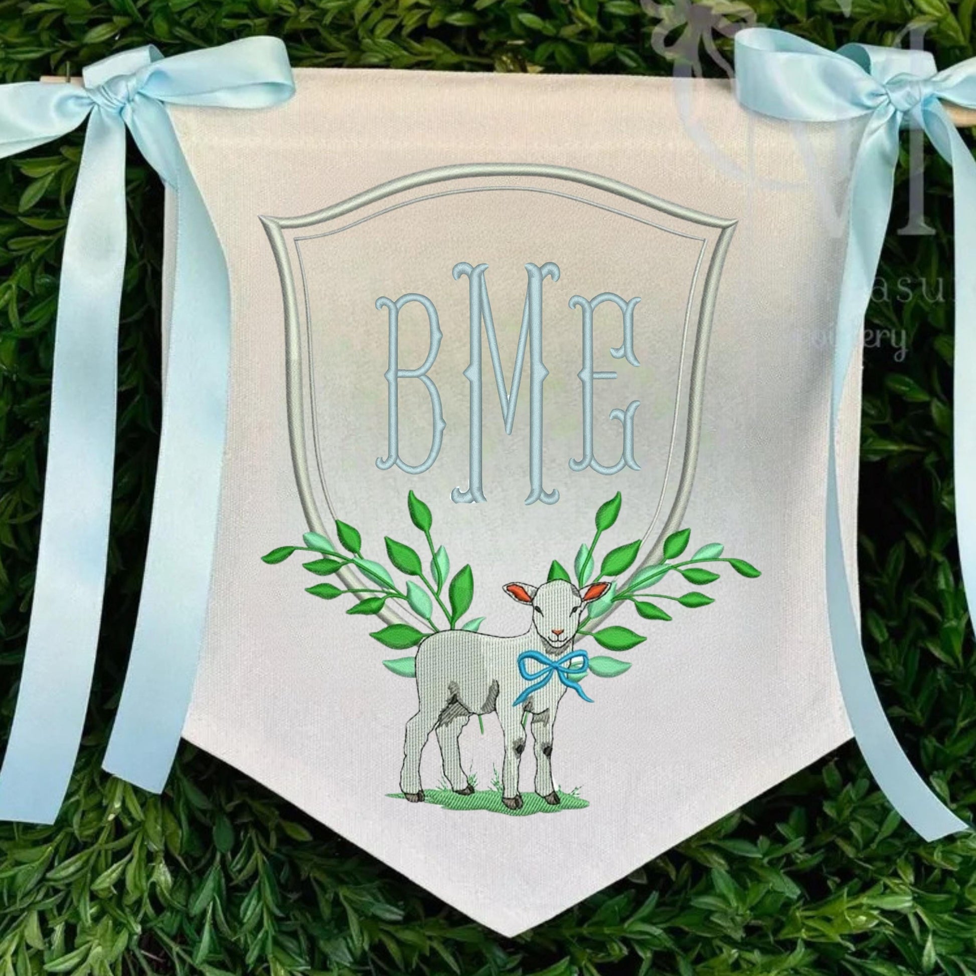 Duck Embroidered Baby Banner, Birth Announcement, Hospital Door Sign, Baby Gift image 1