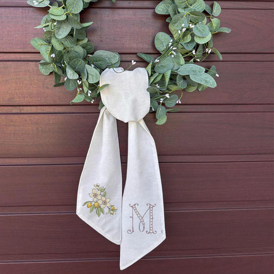 Floral Wreath Sash, Bridal Shower & Housewarming Gift, Monogrammed image 0